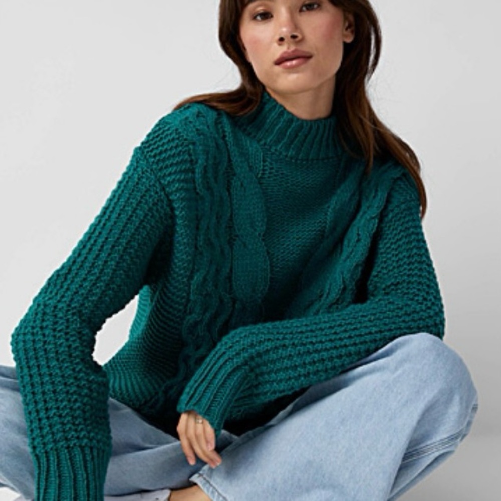 Simons Cable-Knit Mock Neck Sweater